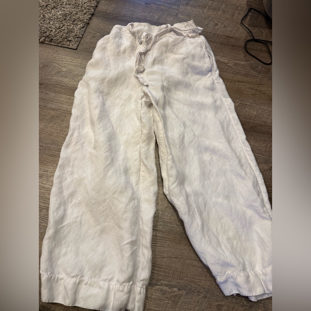 White linen pants